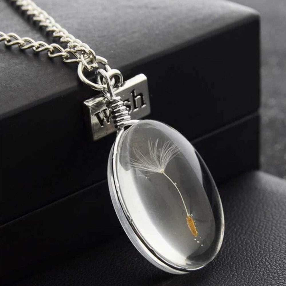 💎 Glass Oval Dandelion Necklace